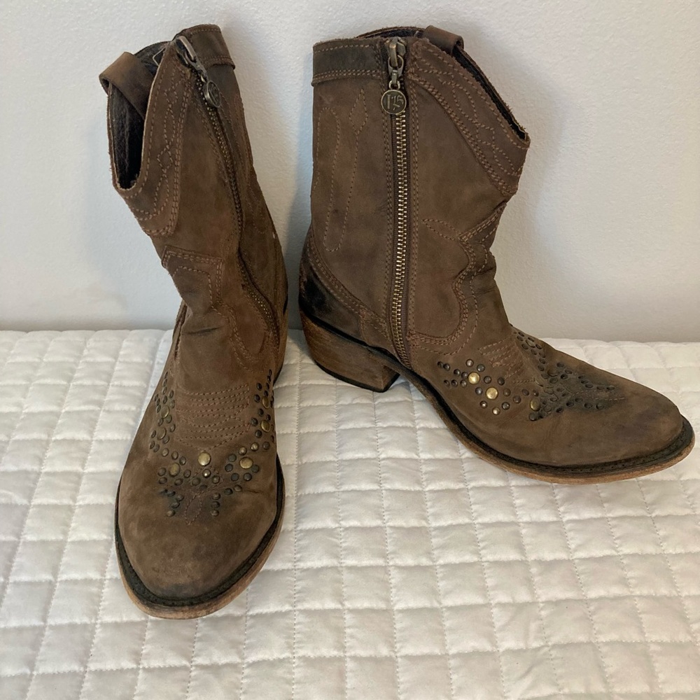 Liberty Black Studded Leather Cowboy Boots